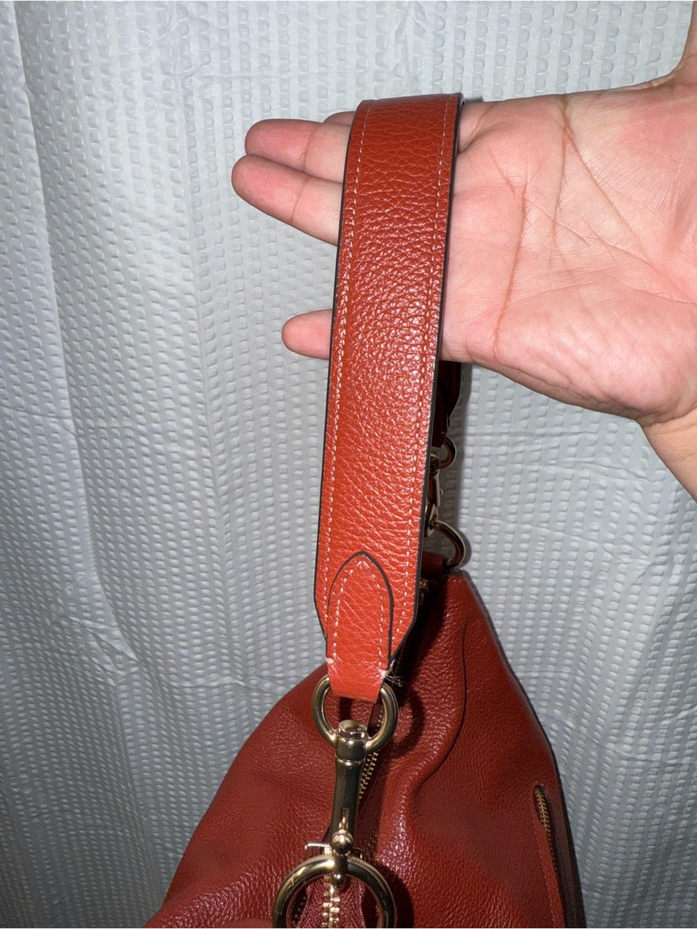 Coach Pennie Shoulder Bag features gold hardware and side suede pockets - Picture 7 of 15